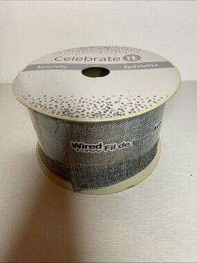 Celebrate It Silver/Gray Wired-Edge Decorative Ribbon Roll